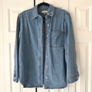 Bagatelle Collection Womens Medium Wash Denim Shirt Jacket Blue Size M Shacket